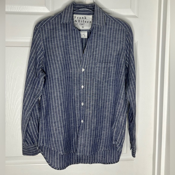 Frank & Eileen Linen Blend Button Down Shirt Sz XS - Picture 4 of 7